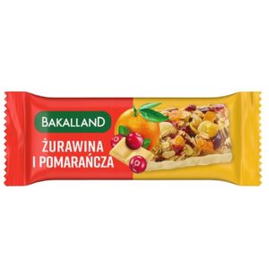 BATON BA! ZBOŻOWY ŻURAWINA I POMARAŃCZA 40G BAKALLAND