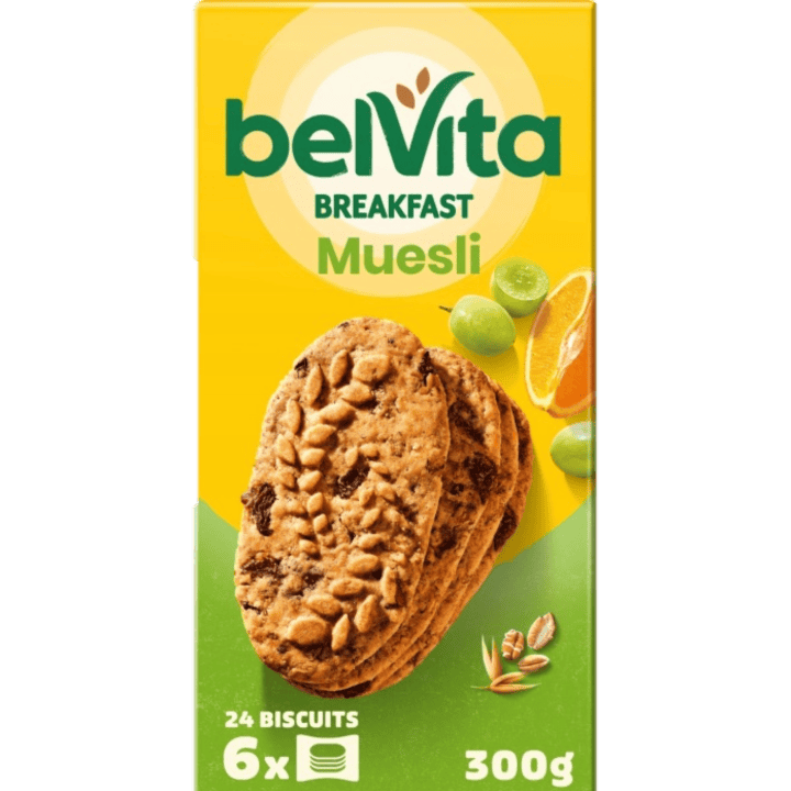 belVita Breakfast Ciastka Zbożowe z Musli o Smaku Pomarańczowym 300 g