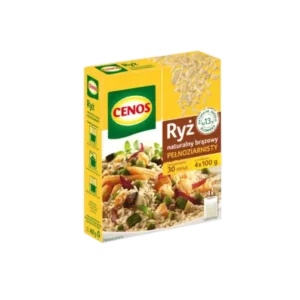 Cenos Ryż Naturalny Brązowy Pełnoziarnisty 400 g (4 × 100 g)