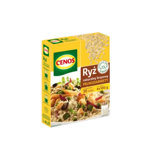 Cenos Ryż Naturalny Brązowy Pełnoziarnisty 400 g (4 × 100 g)