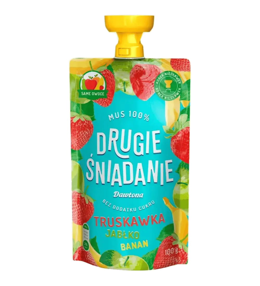 Dawtona Drugie Śniadanie Mus 100% Jabłko, Banan, Truskawka 100 g