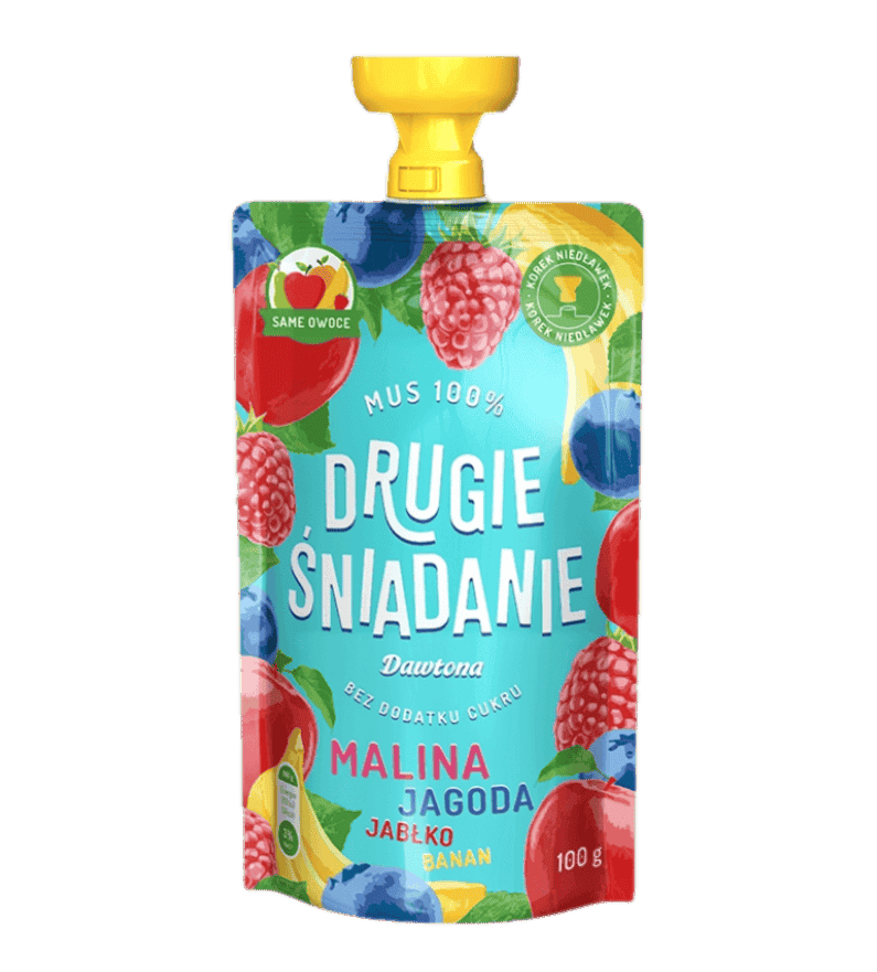 DAWTONA MUS DRUGIE ŚNIADANIE JABŁKO-BANAN-JAGODA-MALINA 100G
