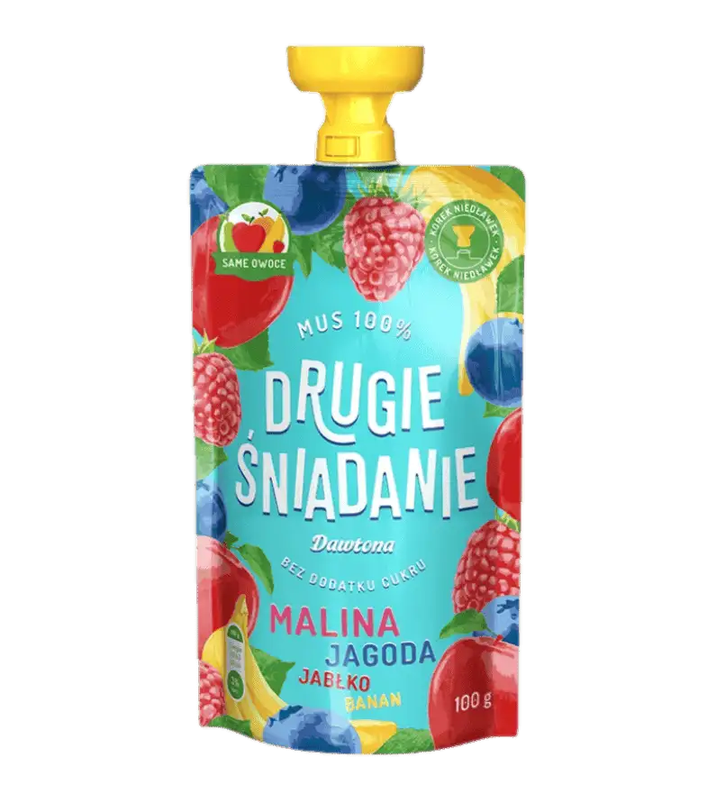Dawtona Drugie Śniadanie Mus 100% Jabłko, Banan, Jagoda, Malina 100 g