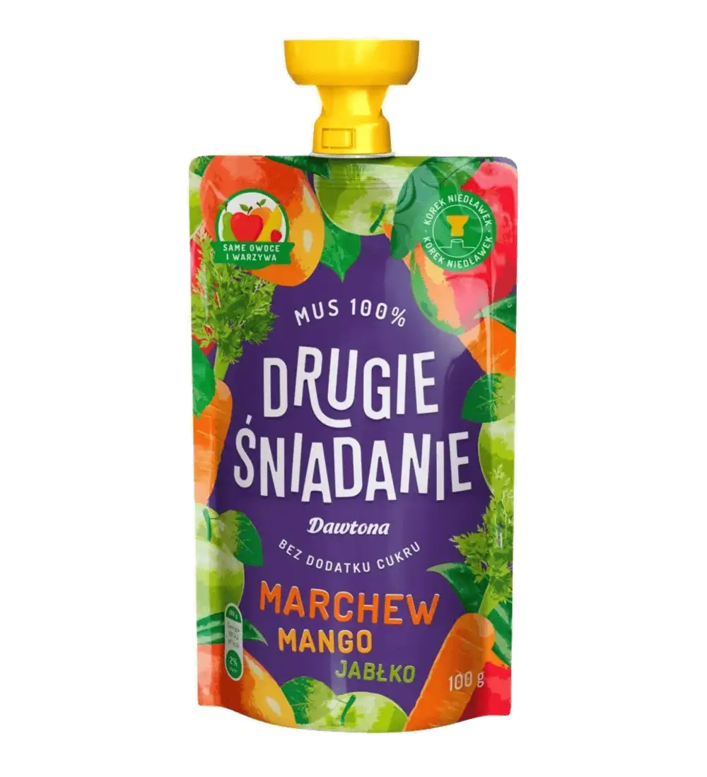 Dawtona Drugie Śniadanie Mus 100% Jabłko, Mango, Marchew 100 g
