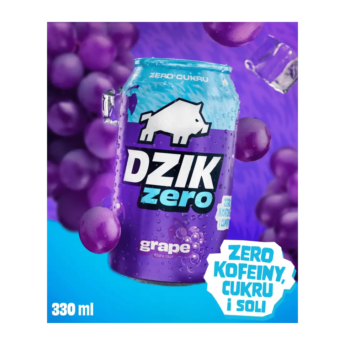 WK DZIK Zero Grape Napój Gazowany 330 ml