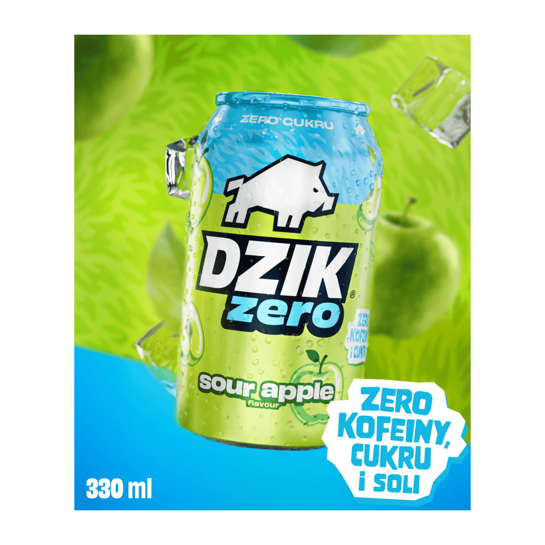dzik zero sour apple DZIK NAPÓJ 330ML SOUR APPLE BEZ CUKRU I KOFEINY