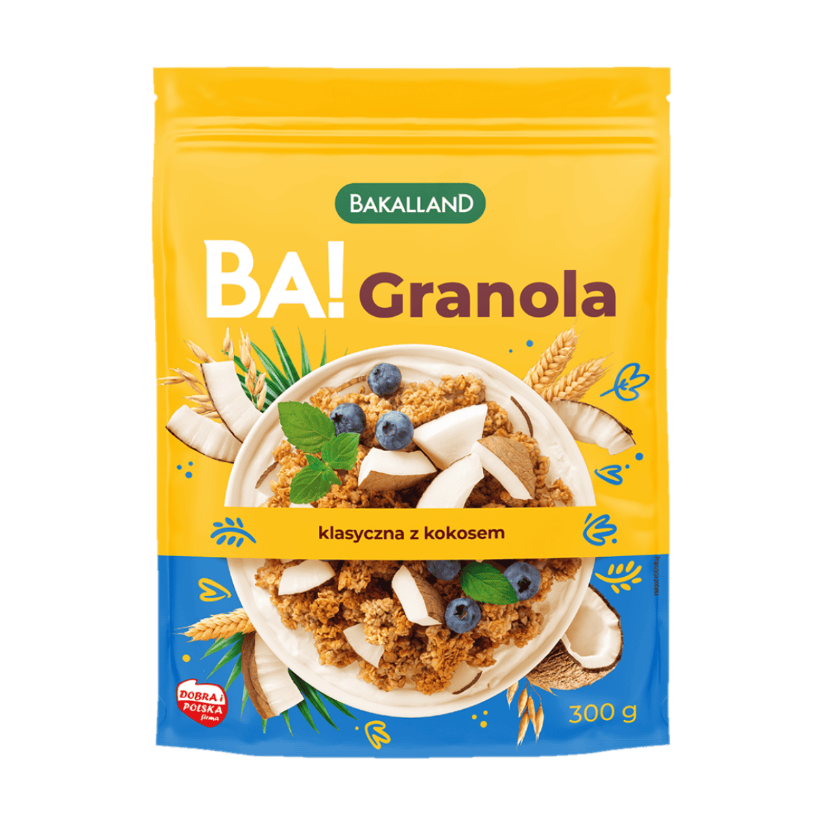 granola klasyczna z kokosem GRANOLA BA! KLASYCZNA Z KOKOSEM 300G BAKALLAND