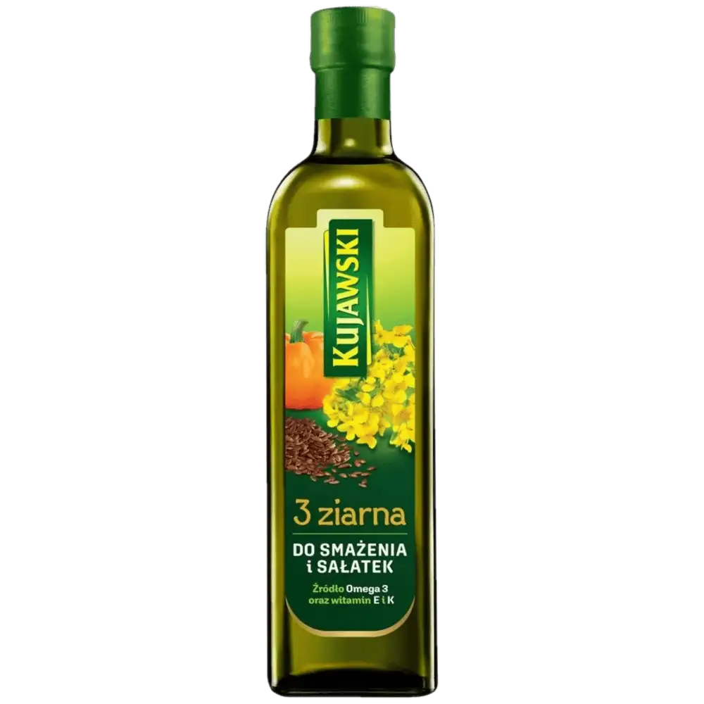 Kujawski 3 Ziarna Olej Rzepakowy z Olejami z Lnu i Pestek Dyni 750 ml