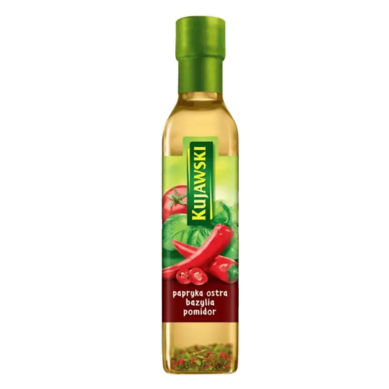 Kujawski Olej z Pierwszego Tłoczenia z Papryką Ostrą, Pomidorami i Bazylią 250 ml