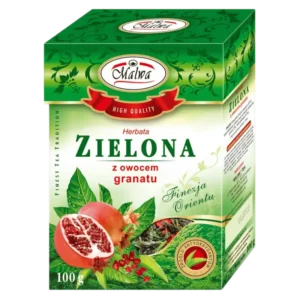 Malwa Herbata Zielona Liściasta z Owocem Granatu 100 g