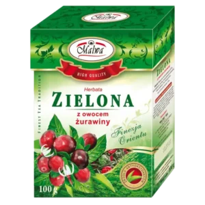 Malwa Herbata Zielona Liściasta z Owocem Żurawiny 100 g