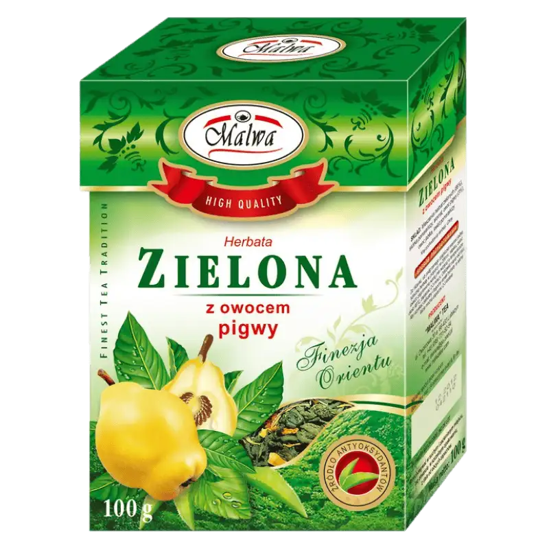 Malwa Herbata Zielona Liściasta z Owocem Pigwy 100 g