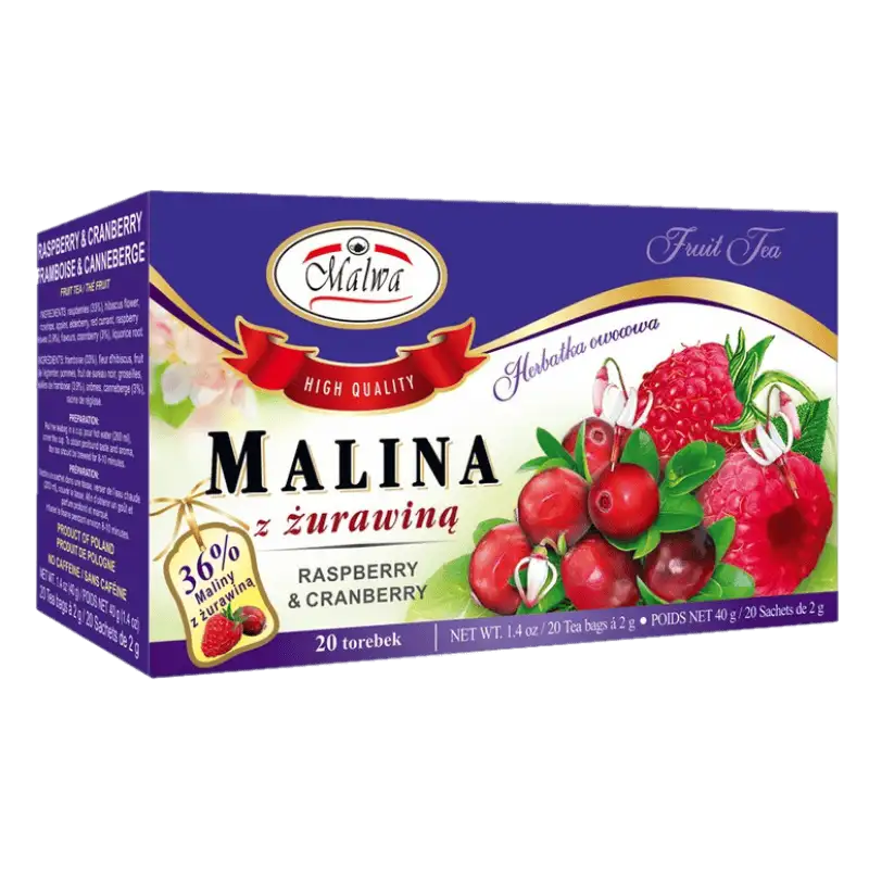 Malwa Herbatka Owocowa Malina z Żurawiną 40 g (20 × 2 g)
