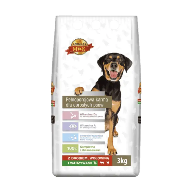 MK Animals Karma sucha dla psa z drobiem, wołowiną i warzywami 3 kg