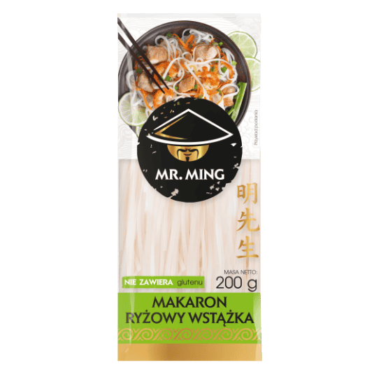 mr ming makaron ryzowy wstazka MAKARON RYŻOWY WSTĄŻKA 200G MR.MING/CAMPIO FOOD
