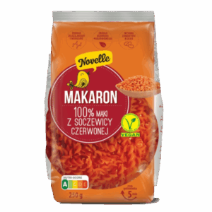 MAKARON NOVELLE Z SOCZEWICY CZERWONEJ 250G MAKARONY POLSKIE
