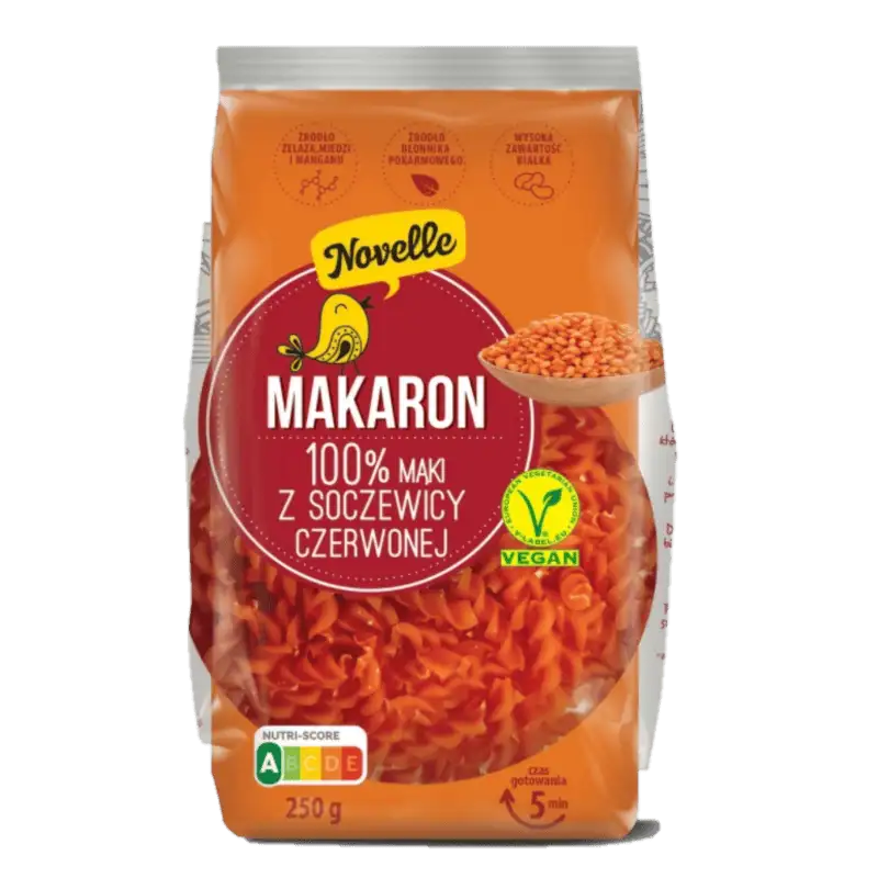 Novelle Makaron Proteinowy z Czerwonej Soczewicy 250 g