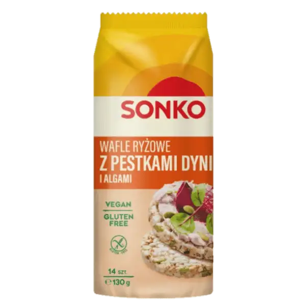 sonko z pestkami dyni Sonko Wafle Ryżowe z Pestkami Dyni i Algami Morskimi 130 g