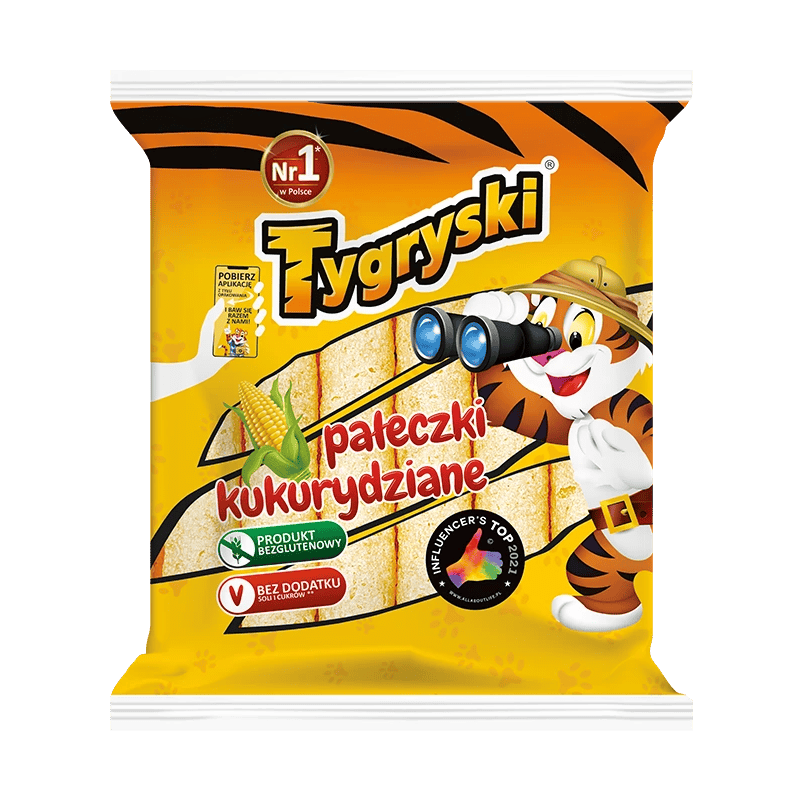 trygryski paleczki kukurydzina 50g TYGRYSKI PAŁECZKI KUKURYDZIANE 50G TBM