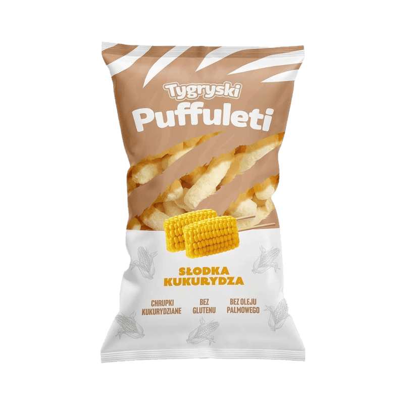 TYGRYSKI PUFFULETI CHRUPKI SŁODKA KUKURRYDZA 85G TBM