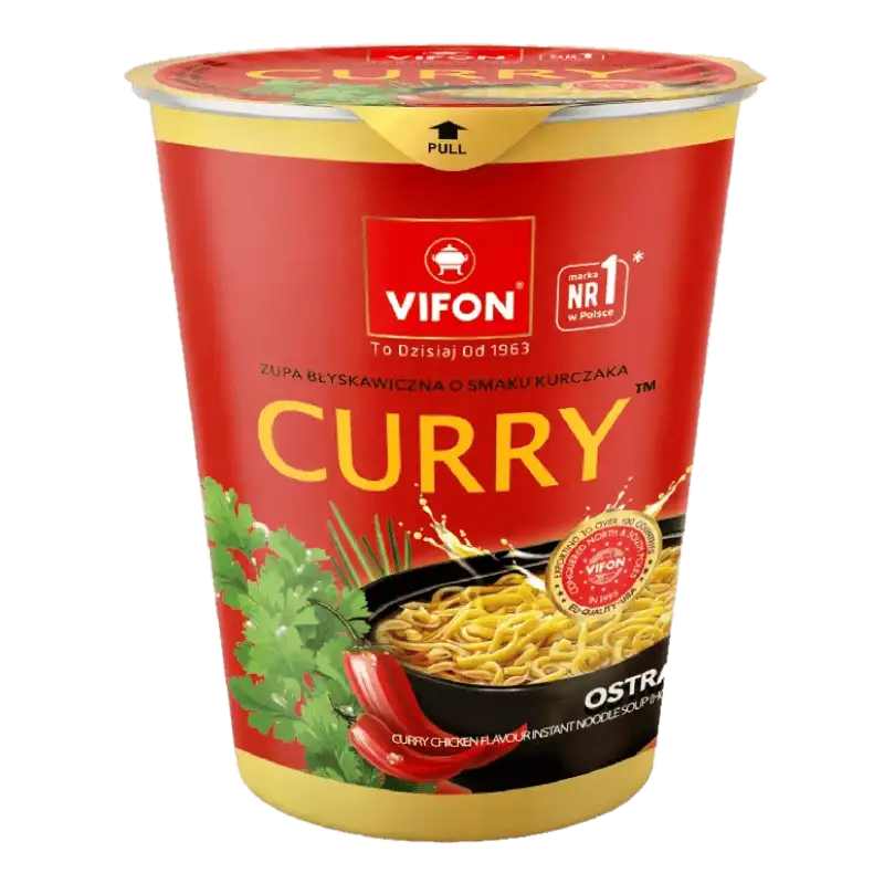 vifon kubek curry Vifon Zupa Błyskawiczna Kurczak Curry Ostra Kubek 60 g
