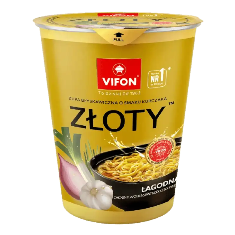vifon kubek kurczak Vifon Zupa Błyskawiczna Złoty Kurczak Łagodna Kubek 60 g