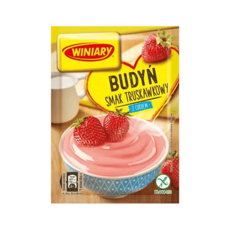 WINIARY Budyń z Cukrem o Smaku Truskawkowym 60 g