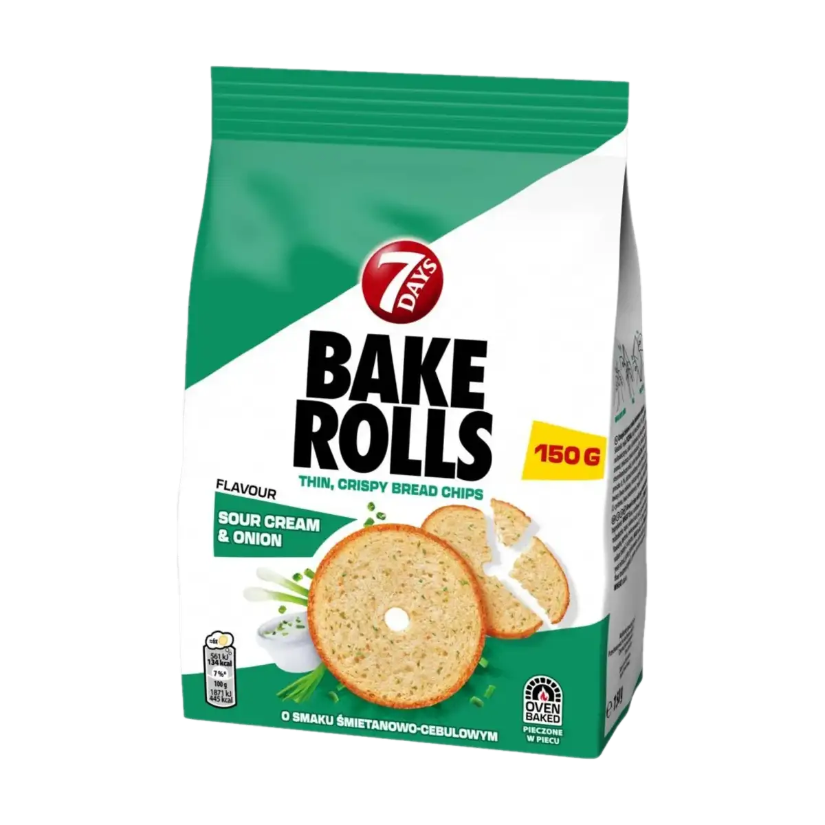 7days bake rolls smietana i cebula 7 Days Bake Rolls Chrupki Chlebowe o Smaku Śmietany i Cebuli 150 g