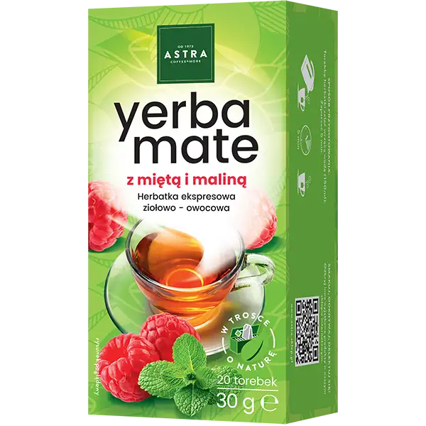 astra yerba mate z mieta i malina Astra Yerba Mate Mięta & Malina 30 g (20 torebek)