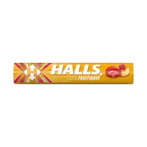 Halls Fruitwave Peach & Raspberry Cukierki z Płynnym Nadzieniem o Smaku Brzoskwiniowo-Malinowym 45 g
