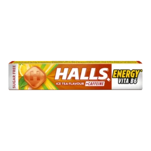 Halls Energy Ice Tea Bezcukrowe Cukierki z Kofeiną i Witaminą B6 32 g