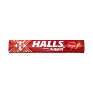 Halls Fruitwave Strawberry Cukierki z Płynnym Nadzieniem o Smaku Truskawkowym 45 g