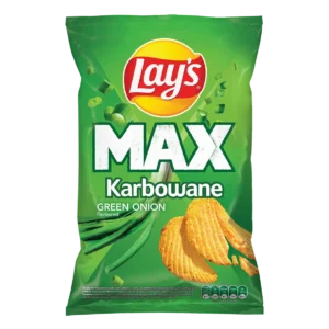Lay's MAX Chipsy Ziemniaczane Karbowane o Smaku Zielonej Cebulki 120 g