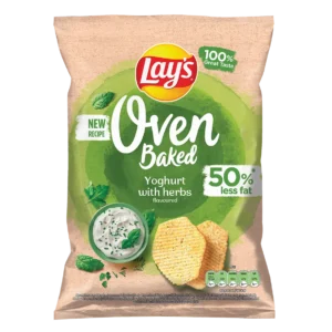 Lay's Oven Baked Pieczone Formowane Chipsy Ziemniaczane o Smaku Jogurtu z Ziołami 110 g