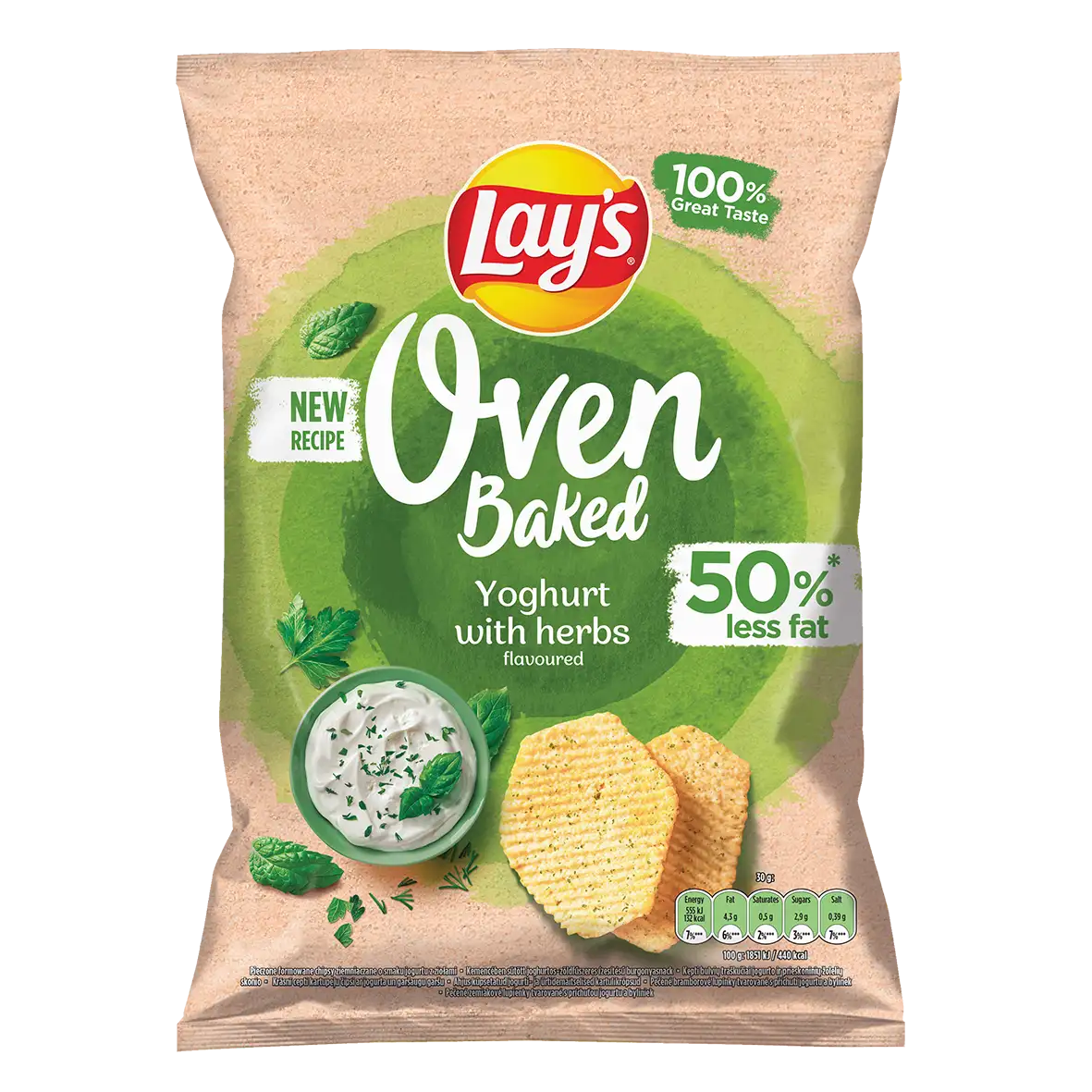 Lay's Oven Baked Pieczone Formowane Chipsy Ziemniaczane o Smaku Jogurtu z Ziołami 110 g
