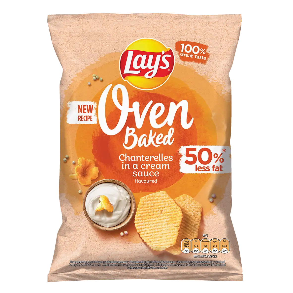 Lay's Oven Baked Pieczone Formowane Chipsy Ziemniaczane o Smaku Kurek w Śmietanowym Sosie 110 g