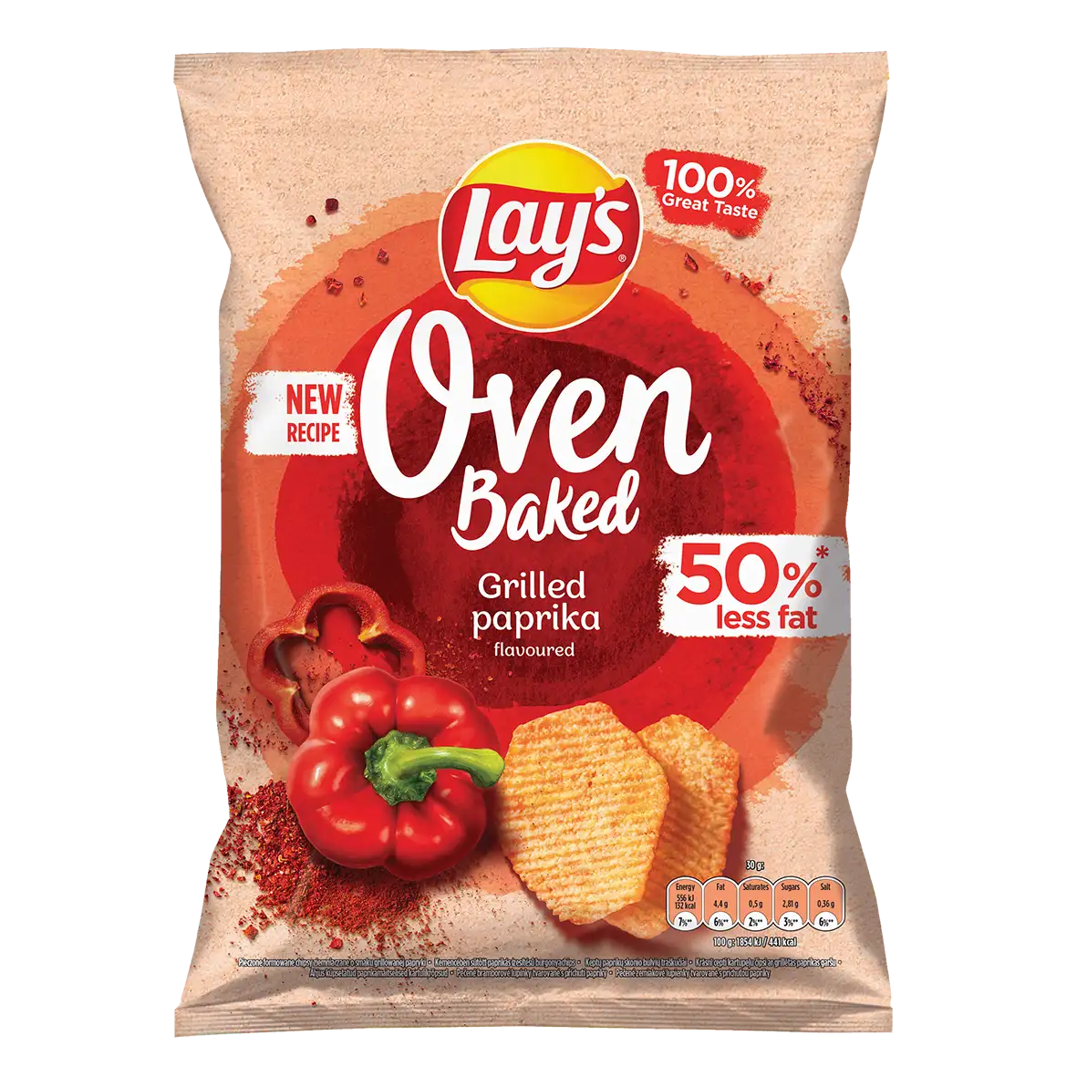 lays oven papryka Lay's Oven Baked Pieczone Formowane Chipsy Ziemniaczane o Smaku Grillowanej Papryki 110 g