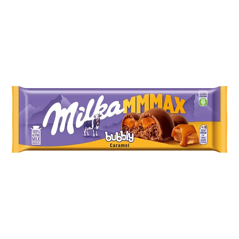 Milka MMMAX Bubbly Caramel Czekolada Mleczna z Nadzieniem Karmelowym 250 g