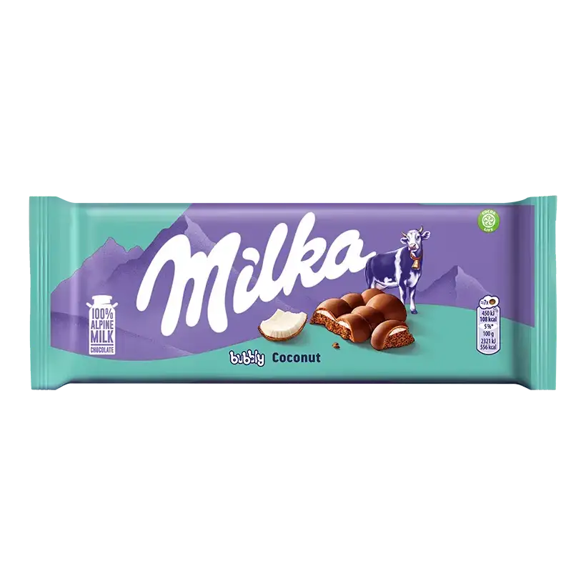 Milka Bubbly Coconut Czekolada Mleczna Napowietrzona z Nadzieniem Kokosowym 97 g