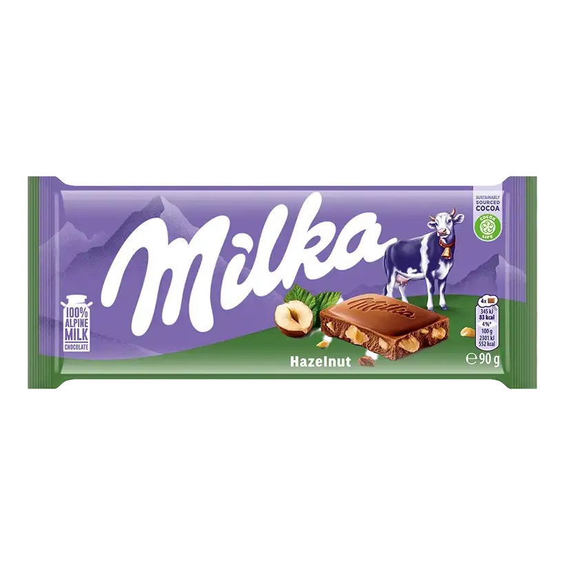 Milka Czekolada Mleczna z Całymi Orzechami Laskowymi 90 g
