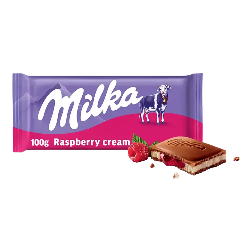 milka malinowa Milka Raspberry Crème Czekolada Mleczna z Nadzieniem Malinowym 100 g