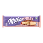 Milka MMMAX Strawberry Cheesecake Czekolada Mleczna z Herbatnikiem oraz Nadzieniem o Smaku Sernika i Truskawkowym 300 g