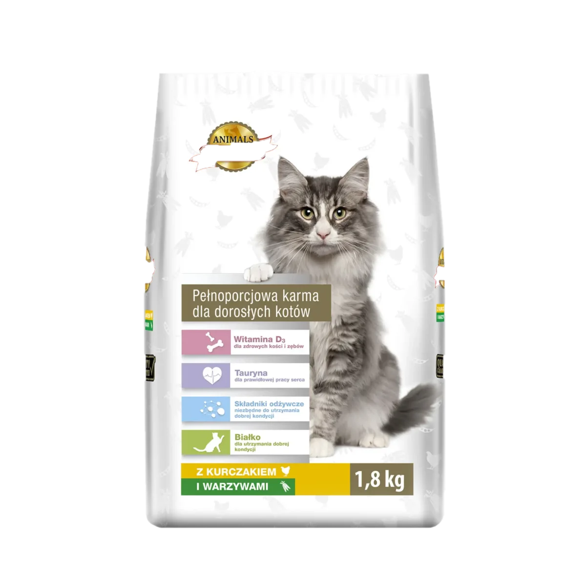 MK Animals Sucha Karma dla Kota z Kurczakiem i Warzywami 1,8 kg