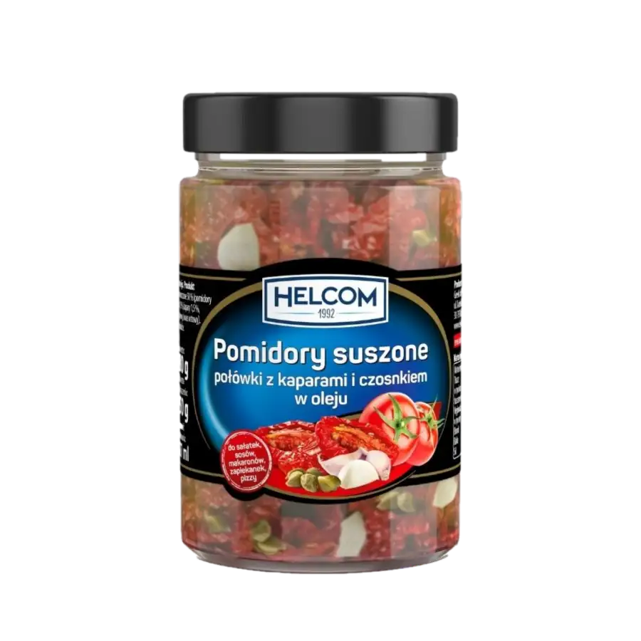 Helcom Pomidory Suszone Połówki z Kaparami i Czosnkiem 327 ml