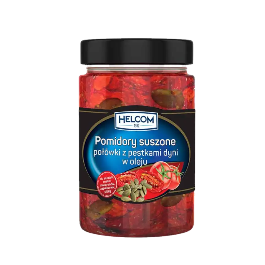 Helcom Pomidory Suszone Połówki z Pestkami Dyni w Oleju 327 ml