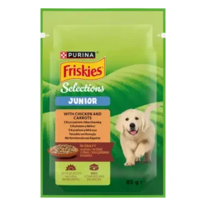 Friskies Junior Karma dla Szczeniąt z Kurczakiem i Marchewką w Sosie 85 g