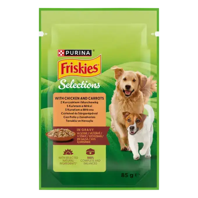 Friskies Karma dla Dorosłych Psów z Kurczakiem i Marchewką w Sosie 85 g