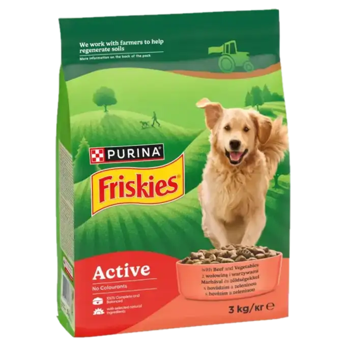 Friskies Active Sucha Karma dla Psa z Wołowiną i Warzywami 3 kg