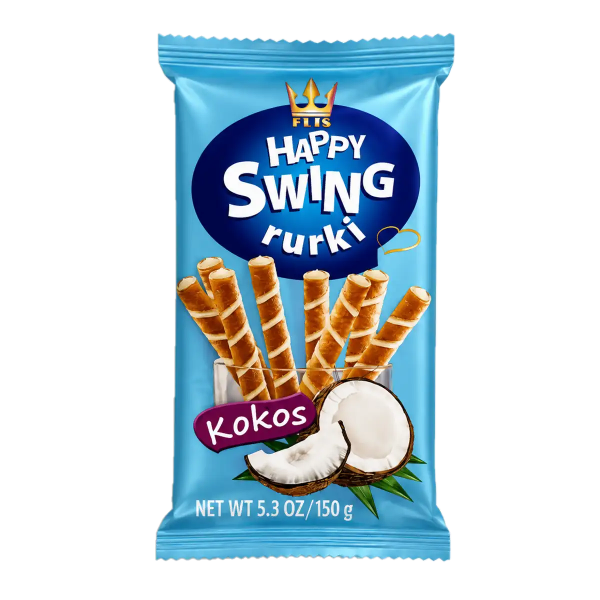 happy swing rurki kokosowe Happy Swing Rurki Waflowe z Kremem Kokosowym 150 g