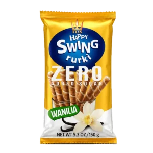 Happy Swing Rurki Waflowe z Kremem Waniliowym Bez Dodatku Cukru 150 g